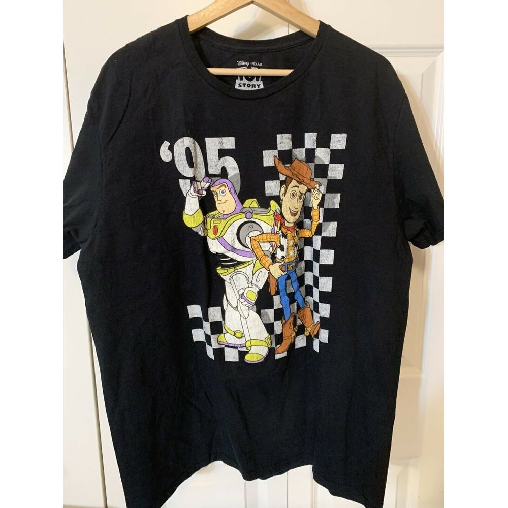 Disney Pixar TOY STORY Buzz Lightyear‎ Woody '95 Black T-Shirt Men’s Sz XL